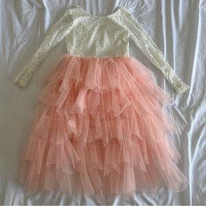 Girls 8/10 Ruffle Tulle Lace Top Easter Dress